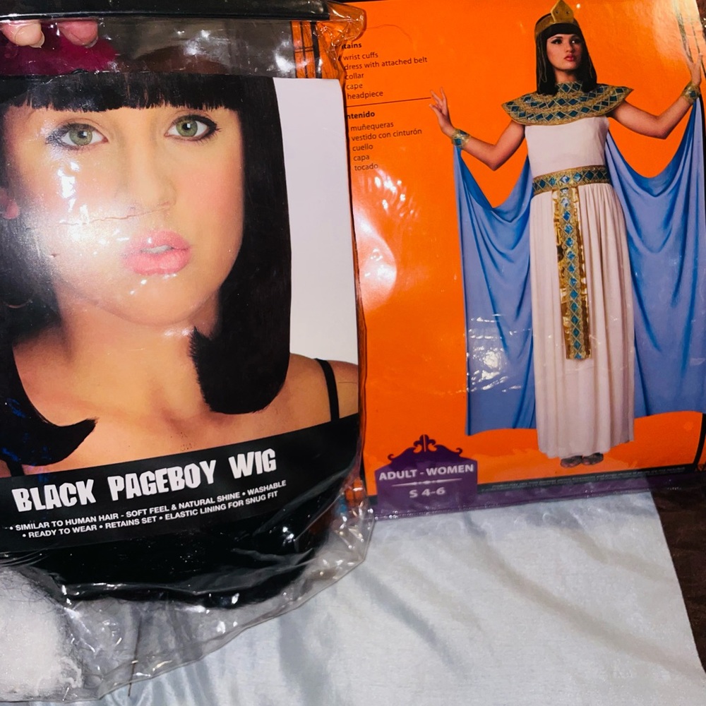 Cleopatra costume and wig